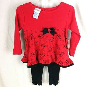 Kidgets Girls NWT Two Piece Lady Bug Blouse- Pants